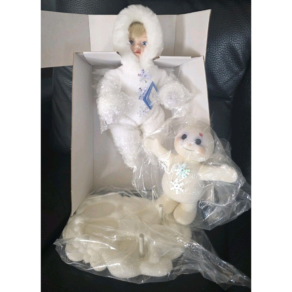 Ashton-Drake Snow Babies Doll With Snowman Beneath the Mistletoe Incomplete 90s